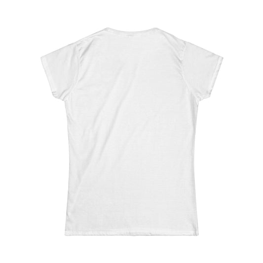 Cute Cat with Knife Women's Softstyle Tee, Fun Cat Lover Gift, Halloween Shirt, Quirky Graphic Tee, Cat Mom Fashion